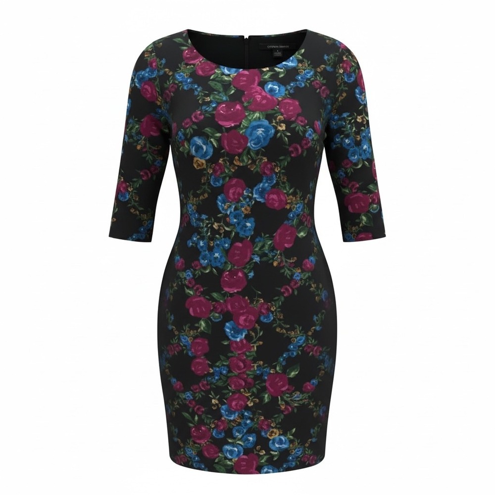 Cynthia Steffe Blythe Floral‎ Print Shift Dress 8 Black Multi Romantic Feminine